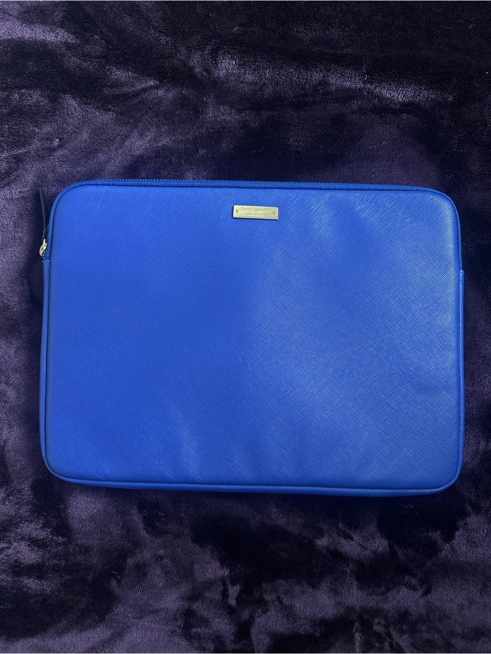 Kate Spade Blue Saffiano Leather Laptop Sleeve